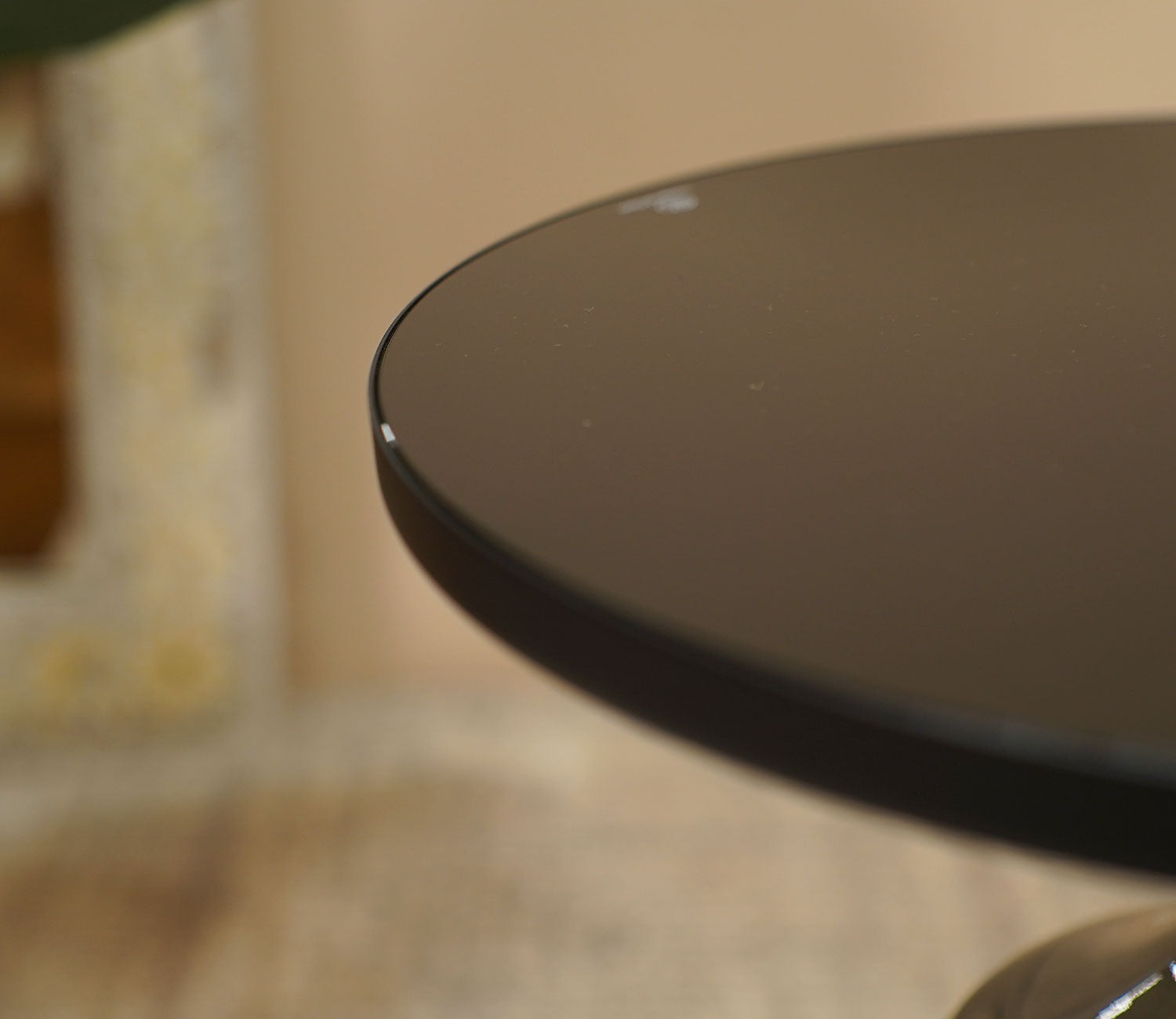 Suzzie Glass Round Coffee and Centre Table (Black)
