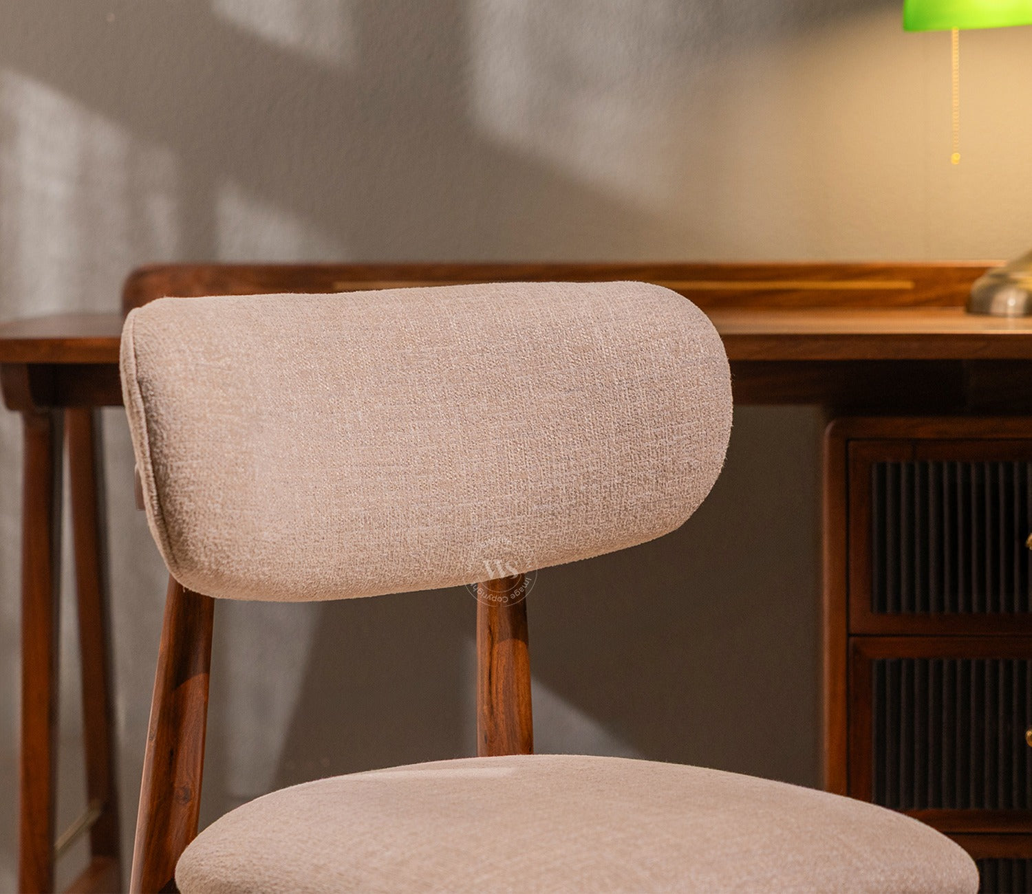 Rivano Sheesham Wood Dining Chair with Plush Upholestery - Set of 2 (Jade Ivory)
