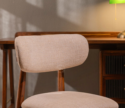 Rivano Sheesham Wood Dining Chair with Plush Upholestery - Set of 2 (Jade Ivory)