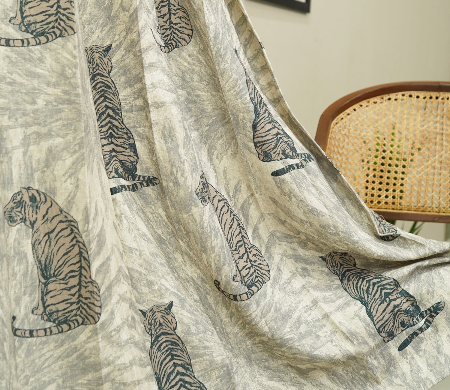 Leopard Print Light-Filtering Door Curtains Set of 2 (Grey, 7 Feet)