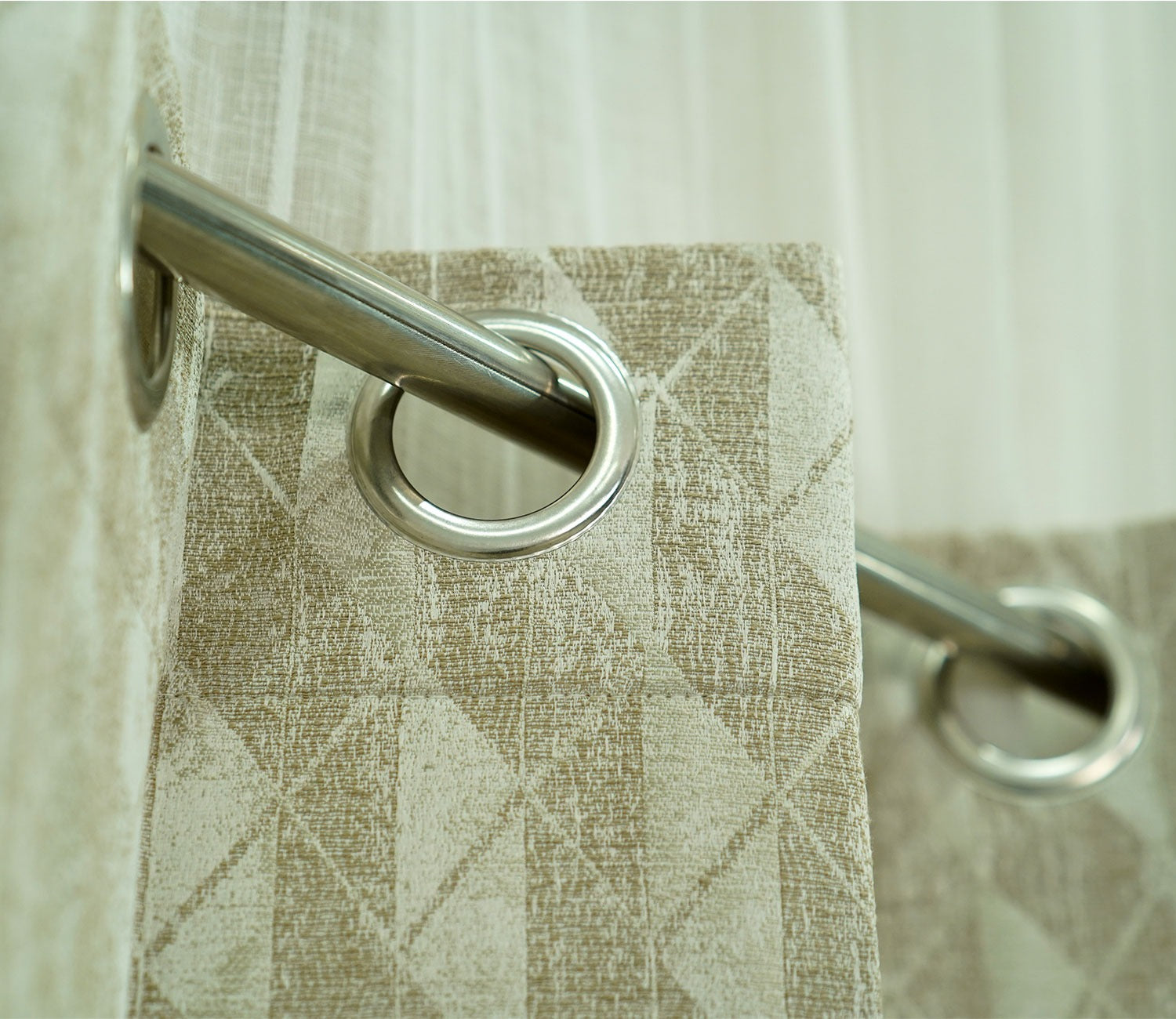 Diamond Cut 1 Piece Blackout Curtain (Beige, 7 Feet)