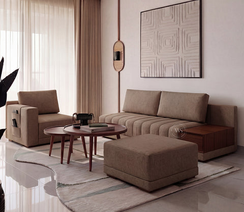 Oasis L-Shape Left Aligned Sectional Sofa (Sand Brown)