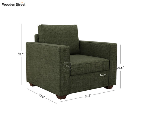 Albus One Seater Fabric Sofa (Sage Green)