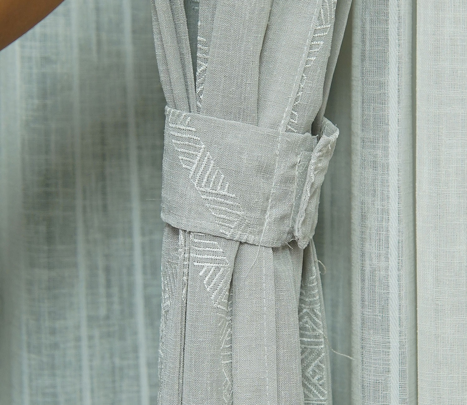 Twisted Sheer Door Curtains Set of 2 (Grey, 7 Feet)