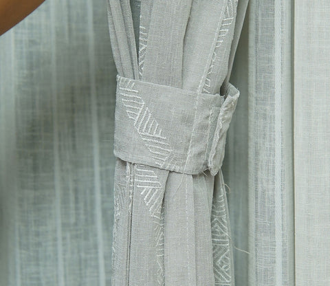 Twisted Sheer Door Curtains Set of 2 (Grey, 7 Feet)