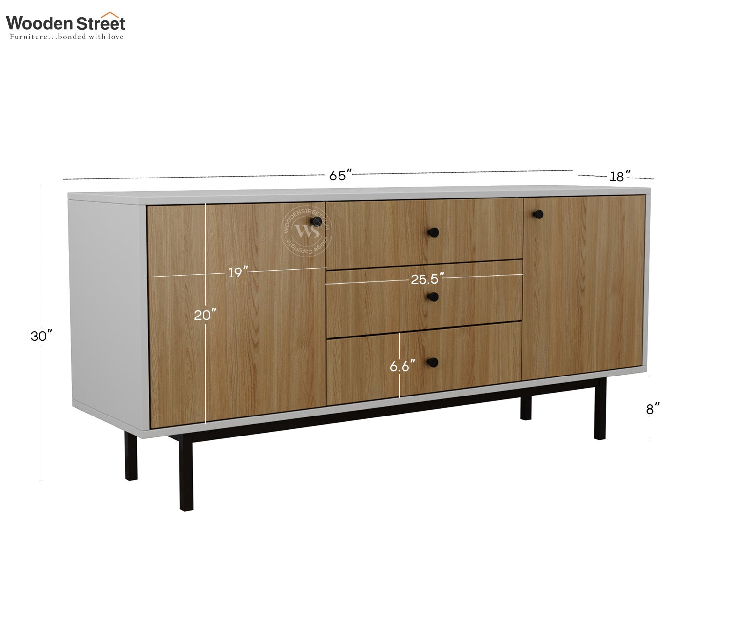 Biscove Modern Cabinet with Designer Textured Surface & Metal Base (Engineered Wood, Santana Pattern)