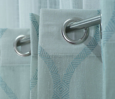 Twisted Door 1 Piece Sheer Curtain (Blue, 7 Feet)