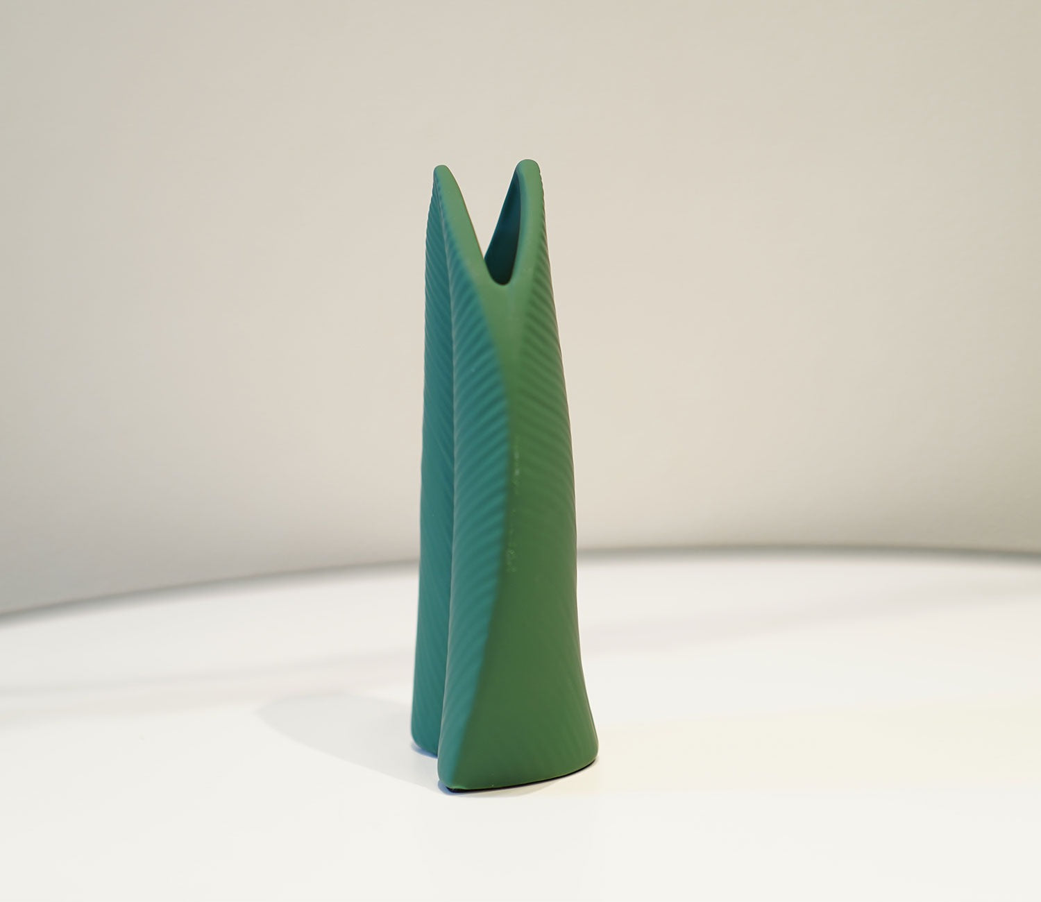 Sleek Green Leaf Ceramic Vase