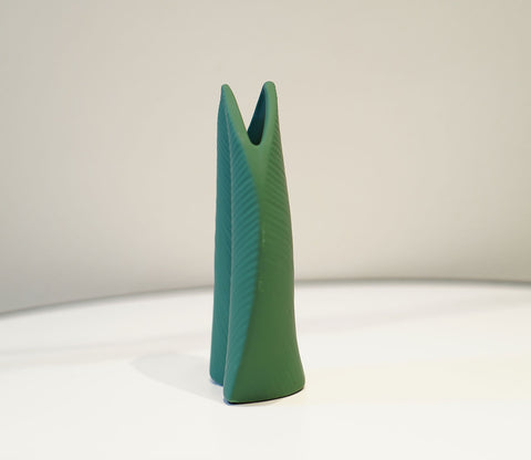 Sleek Green Leaf Ceramic Vase