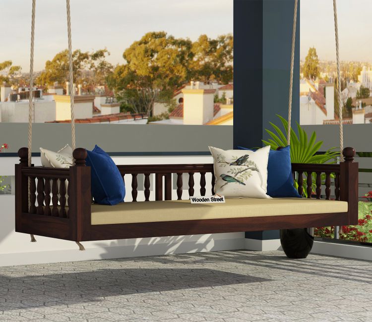 Alanis Wooden Swing Chair (Walnut Finish)