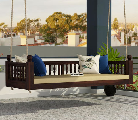 Alanis Wooden Swing Chair (Walnut Finish)