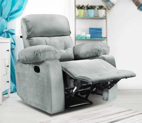 Vivian Fabric 1 Seater Manual Recliner Chair (Grey)