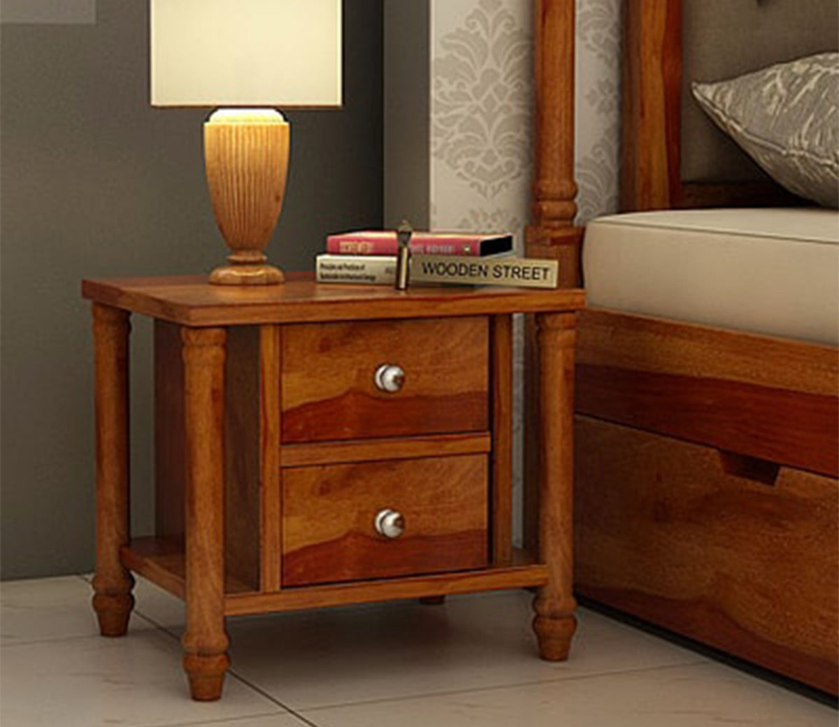 Ornat Bedside Table (Honey Finish)