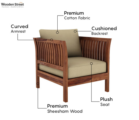 Raiden 1 Seater Wooden Sofa (Honey Irish Cream)