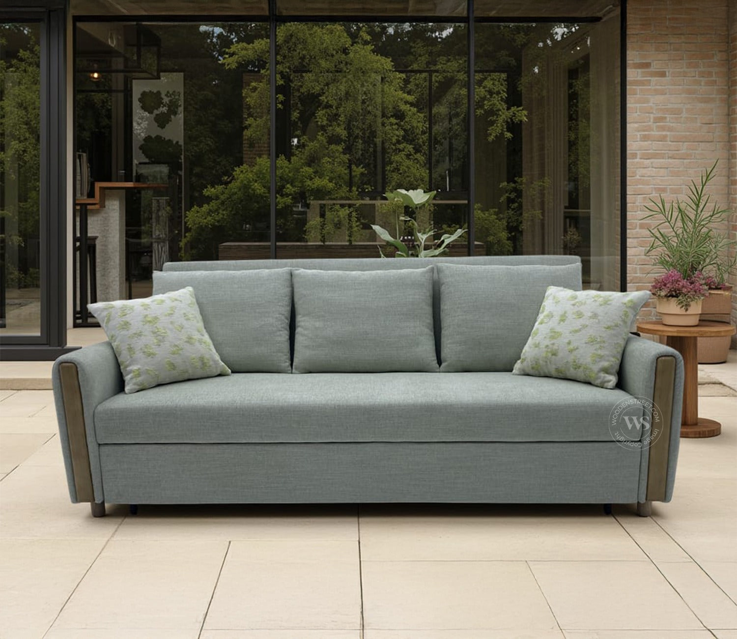Kairo Fabric Pull-Out Sofa Cum Bed with Under Seat Storage (Grey)