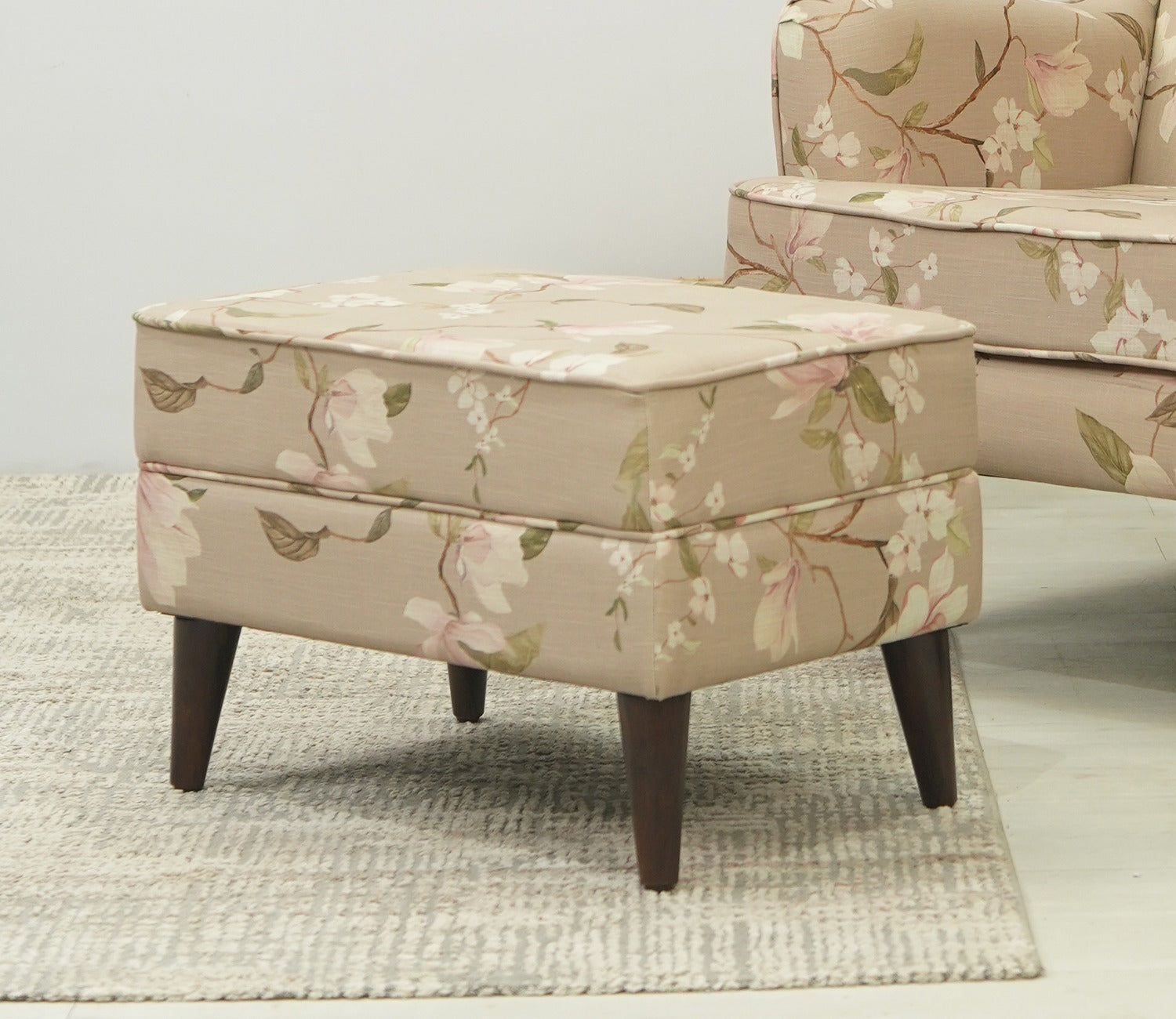 Claudia Ottoman Pouffe (Cotton, Magnolia Beige)