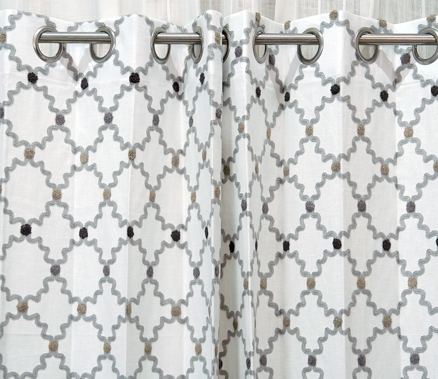 Mesh Door 1 Piece Sheer Curtain (Grey, 7 Feet)
