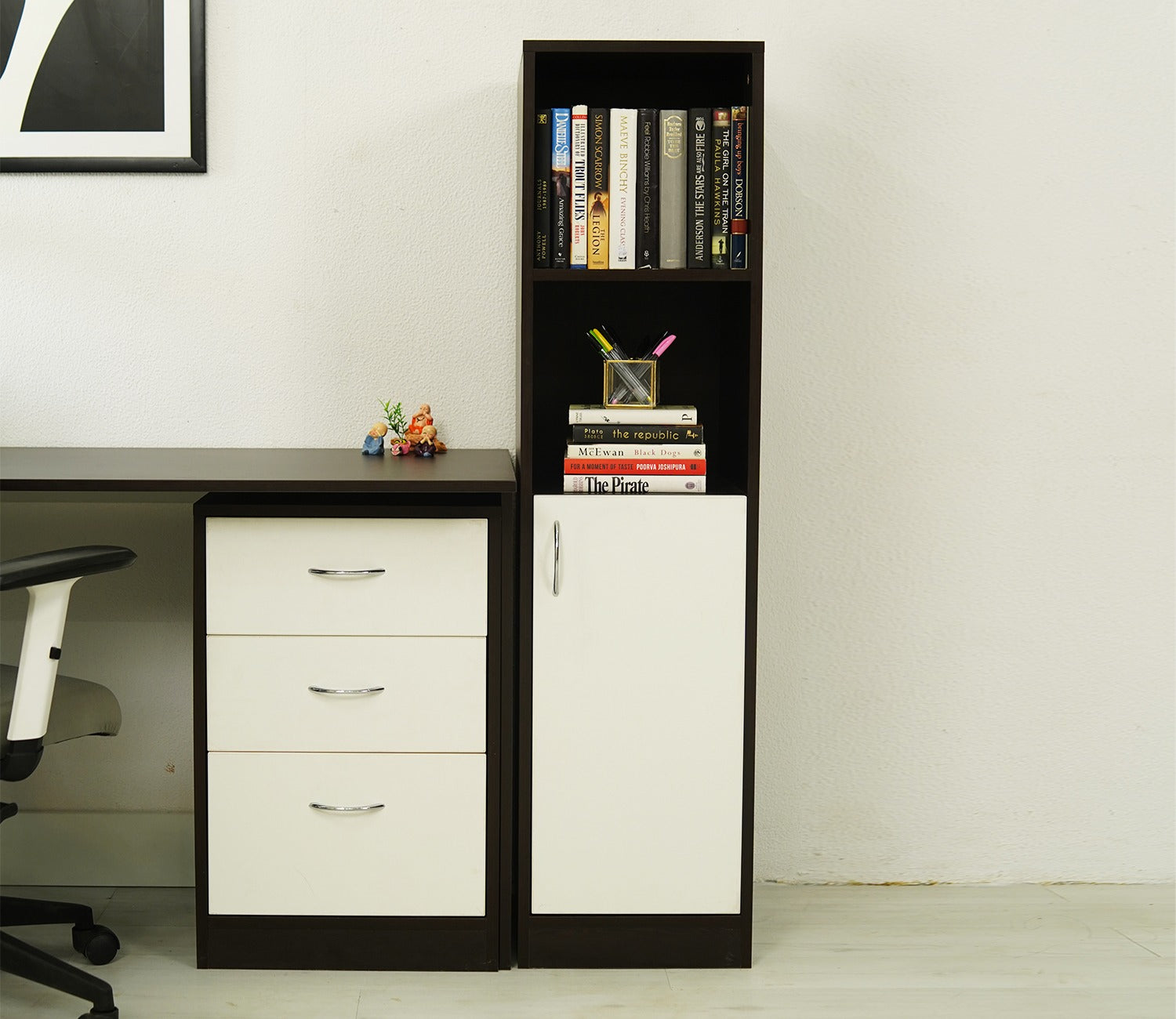 Calisto Engineered Wood Study Table (Flowery Wenge Frosty White)