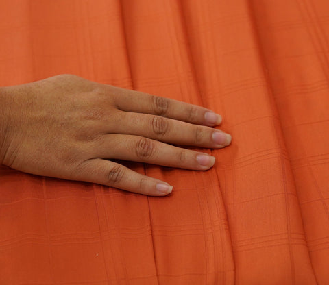 Dobby Checks Organic Bamboo 300 TC 2 Pillowcases and 1 Fitted Bedsheet (Orange, King Size)