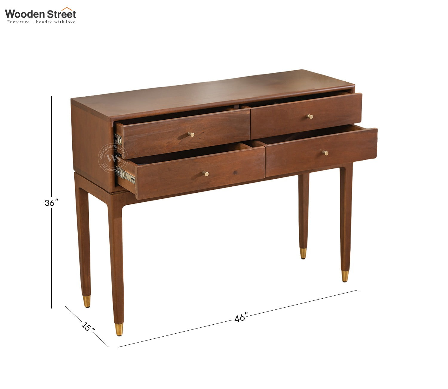 Kaushal Mango Wood Console Table with Drawer Storage (Teak Finish)