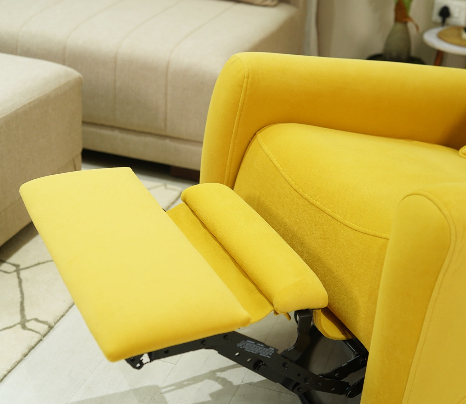 Nivaan Suede Rocking Revolving Motorized Recliner R3 (Yellow)