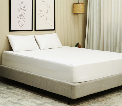 Organic Bamboo Set Queen Size 300 TC with 2 Pillowcases 1 Flat Bedsheet (Ivory)