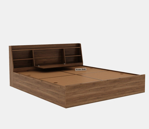 Celestia Engineered Wood Bed with Box Storage (King Size, Columbian Walnut Finish)