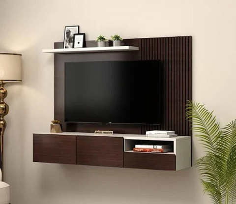 Trueliving Wall-Mounted Need Tv Unit with Shelf & Drawers 137.2 L x 33 W x 109.2 H