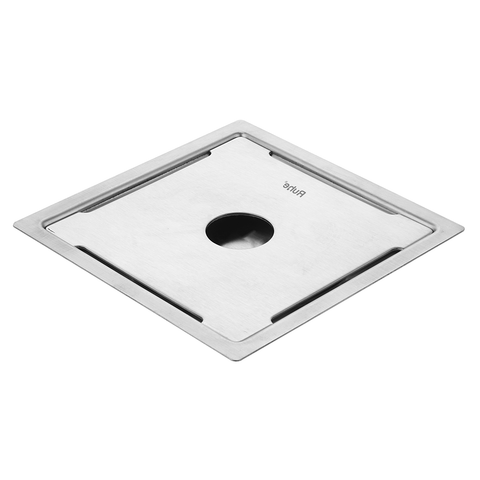 Trueliving_Diamond Silver Square Flat Cut 304-Grade Floor Drain with Hole (6 x 6 Inches)