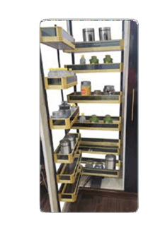 Trueliving_GLASS GOLD PANTRY WITH BIDDING 6 Ft 3 Inch to 7 Ft Black