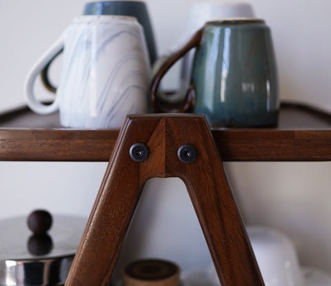 Saira 3 Tier Solid Wood Kitchen Rack (Teak Finish)