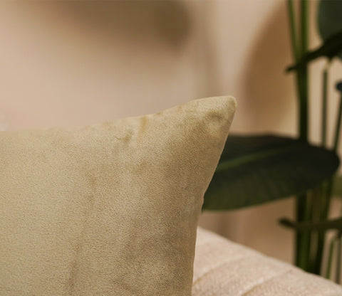 Cupid Velvet Cushion Cover - Pack of 1 (16 x 16 Inch, Pearl Beige)