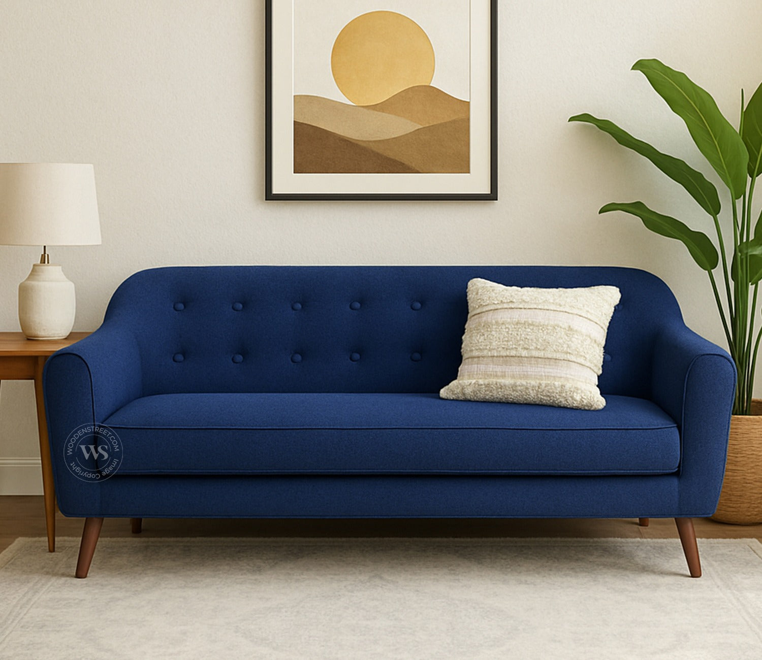 Sibert 3 Seater Fabric Sofa (Azure Blue)