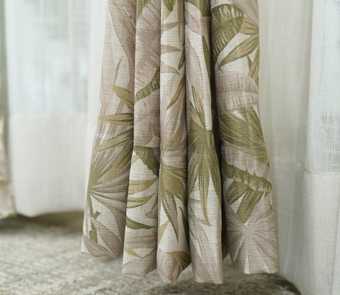 Palm Tree 1 Piece Light-Filtering Curtain (Green, 7 Feet)