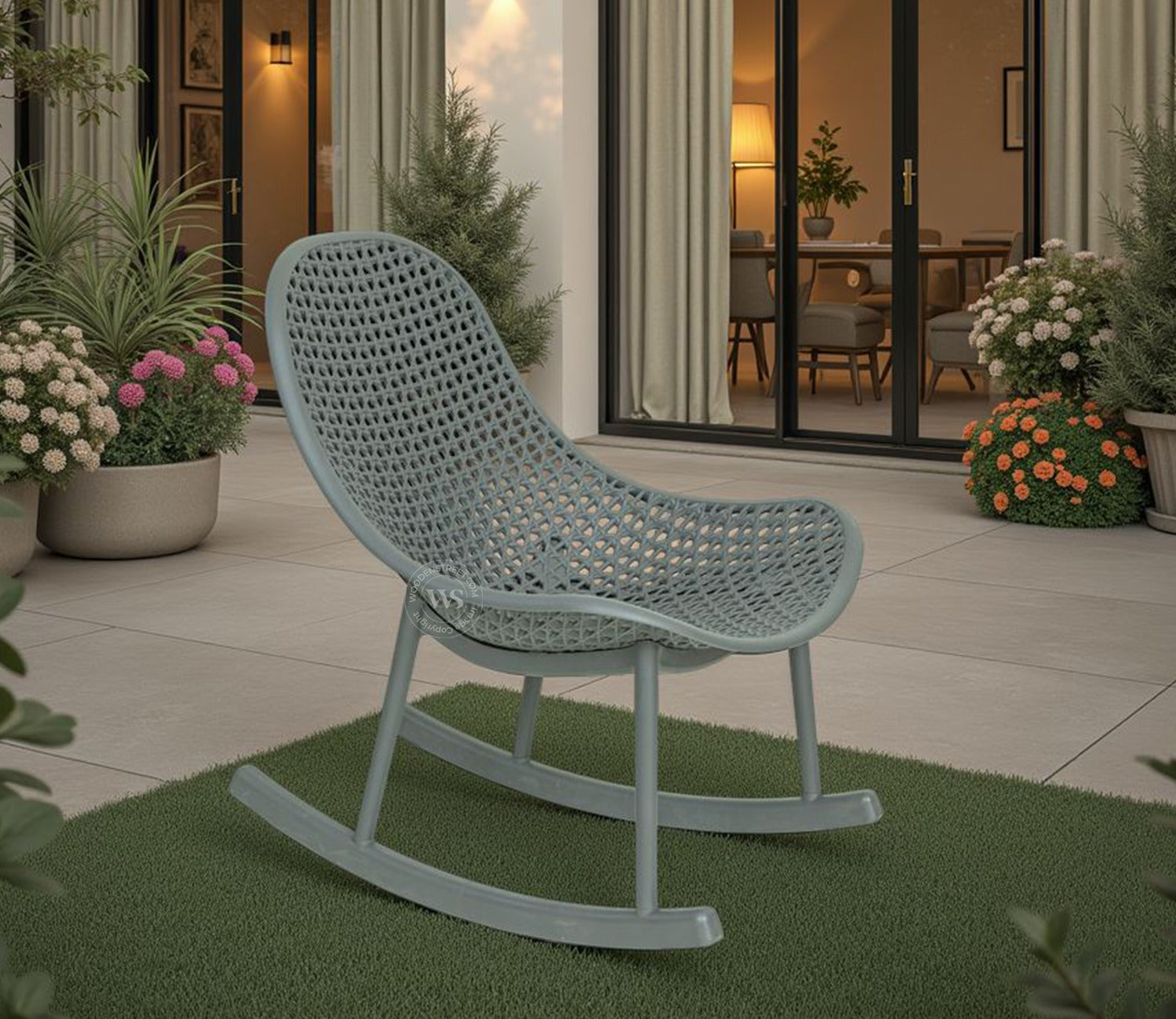 Blossie Designer Outdoor Reclining Chair – Durable & PP (Grey)