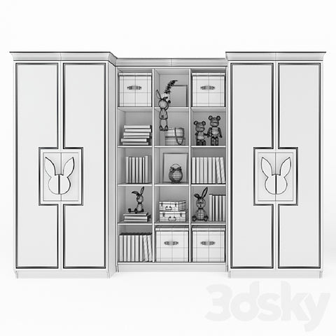 Trueliving 5 Door Fitted Kids Designer wardrobes Laminated Finish & PU Finish with Drawers 8Ft *2Ft *9Ft -2438.4MM X 609MM X 2743.2MM)