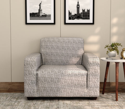 Hester Classic Textured Solid Colored Polyester Spandex 1 Seater Sofa Cover (Grey)