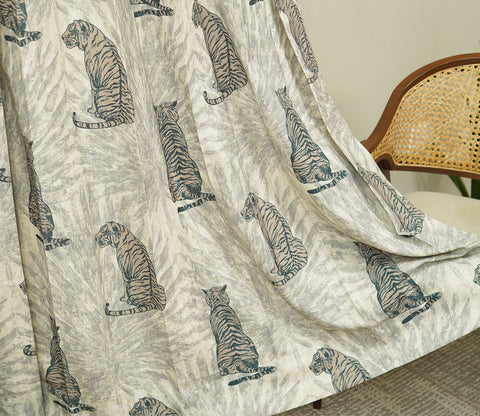 Leopard Print Light-Filtering Door Curtains Set of 2 (Grey, 7 Feet)