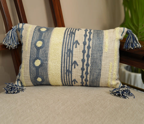 White Embroided Cushion Cover-12 x 20