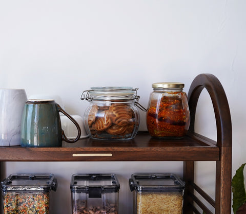 Arika Solid Wood Kitchen Rack (Teak Finish)