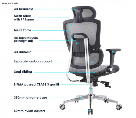 Faymi High Back Mesh Office Chair (Grey)