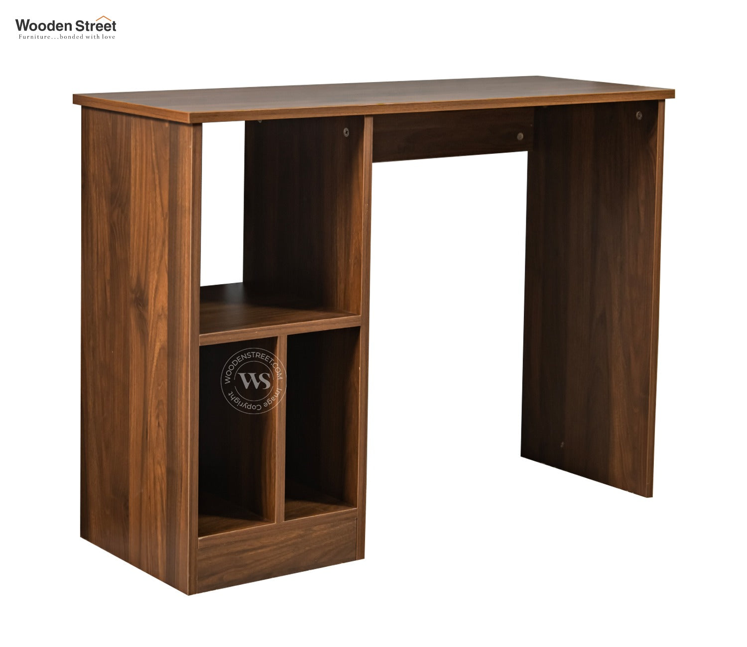 Atom Engineered Wood Study Table With Sectioned Shelf Storage (Columbian Walnut Finish)