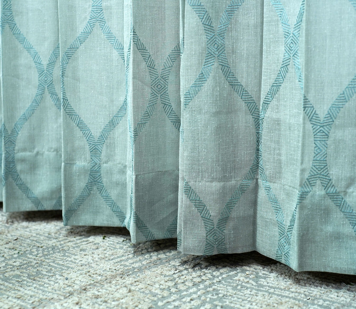 Twisted Sheer Door Curtains Set of 2 (Blue, 7 Feet)