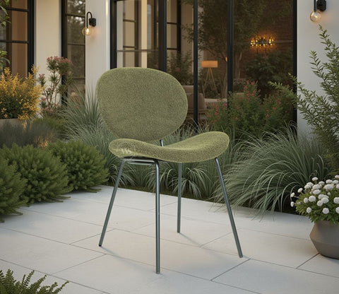 Clouda Modern Upholstered Chair in Boucle Fabric (Green)