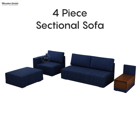 Oasis L-Shape Left Aligned Sectional Sofa (Cotton, Iris Blue)