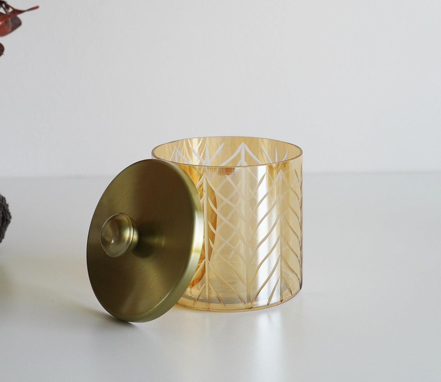 Portia Herringbone Gold And Amber Luster Cotton Jar