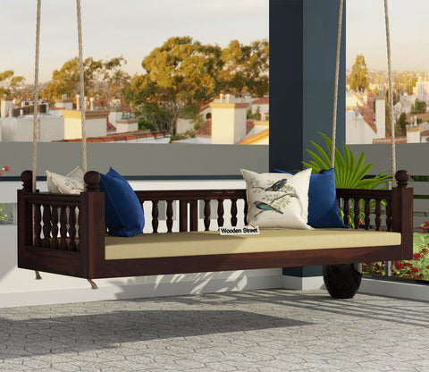 Alanis Wooden Swing Chair (Walnut Finish)