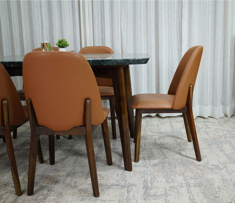 Fressia Fabric Dining Chair (Walnut Finish, Ginger Bread)