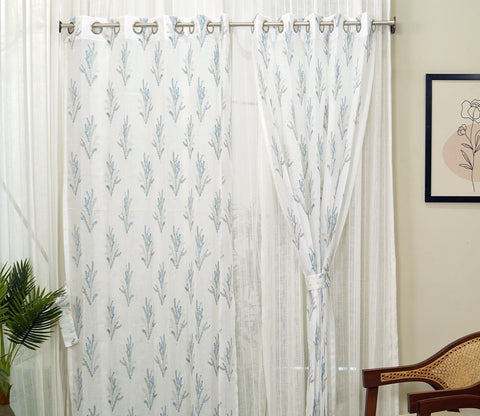 Pampa Door 1 Piece Sheer Curtain (Blue, 7 Feet)