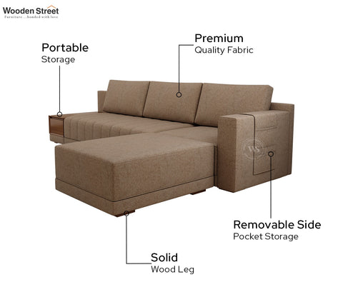 Oasis L-Shape Right Aligned Sectional Sofa (Sand Brown)